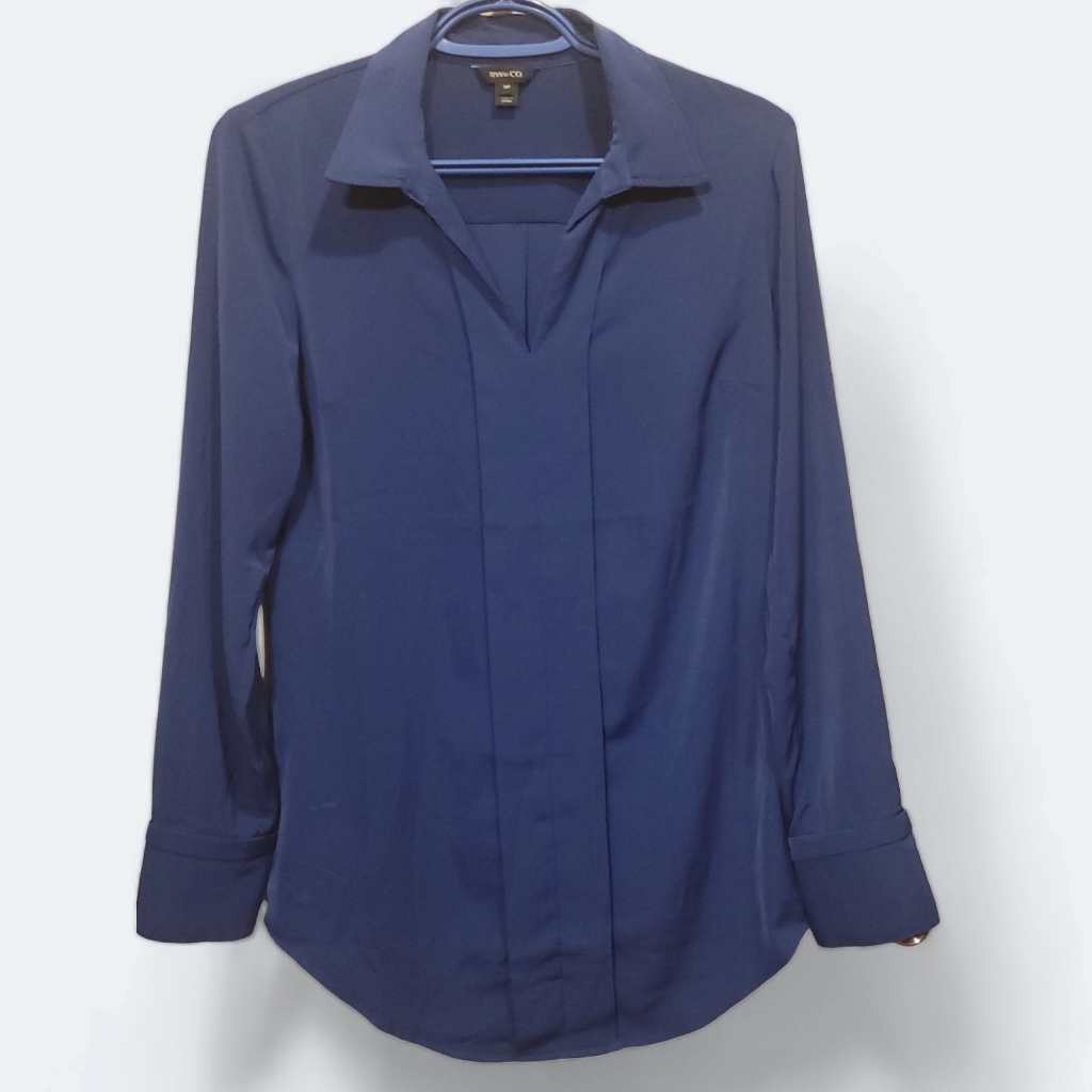 Rw&Co. - Twill Long Sleeve Blouse